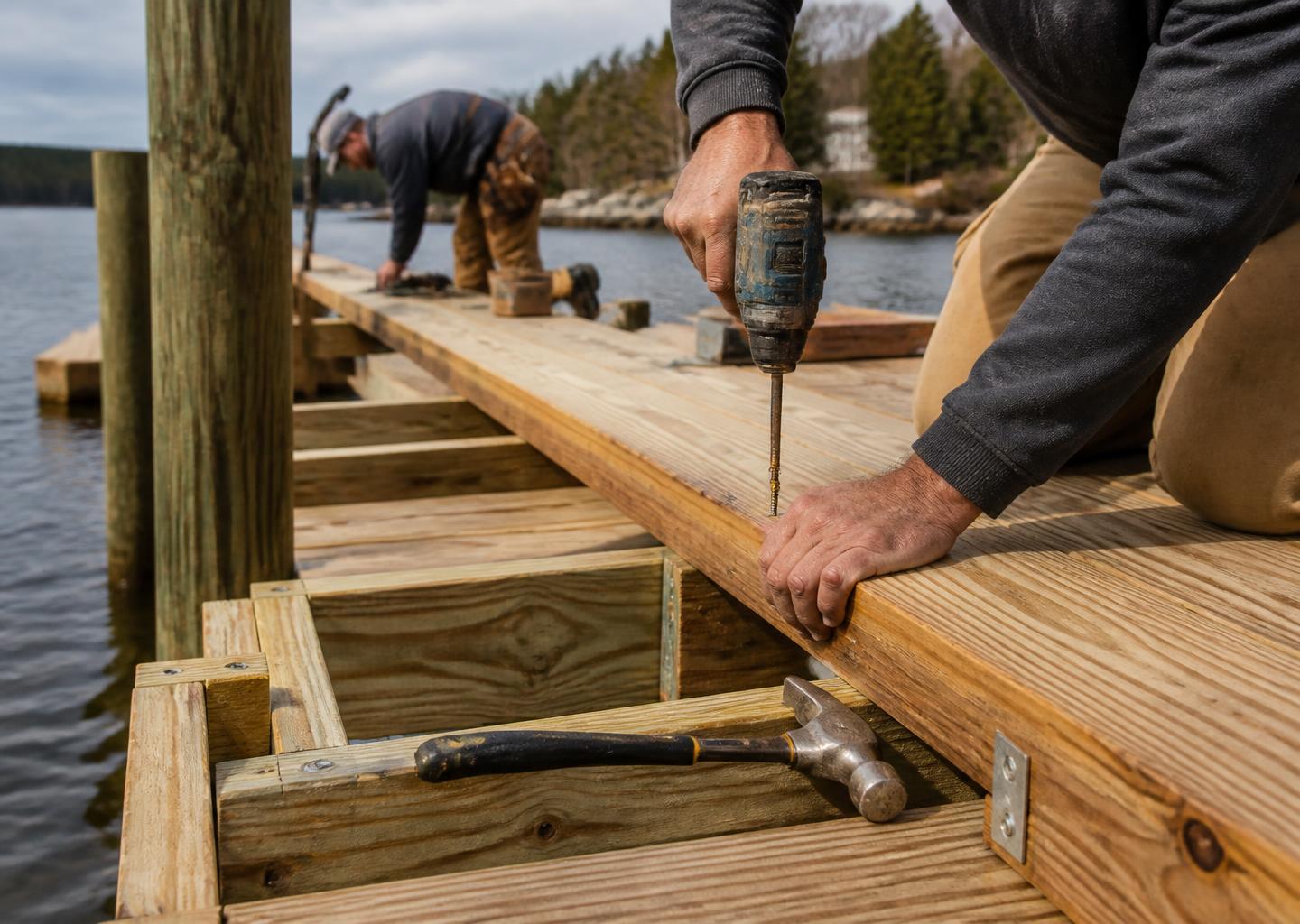 American Docks craftsmen building a timber dock